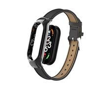 nuosiweilang Compatible para Xiaomi Mi Band 7 Correa,Mi Band 7 Pulsera Cuero Reloj Recambio Brazalete Impermeable Correa para Xiaomi Miband 7,Negro