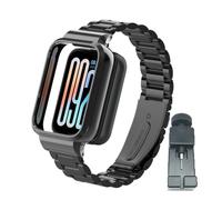nuosiweilang Correa Compatible con Xiaomi Smart Band 9 Pro,Pulsera de acero inoxidable de reemplazo con cubierta protectora de metal para Mi Band 9Pro Hombres Mujeres Negro