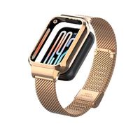 nuosiweilang Correa Compatible con Xiaomi Smart Band 9 Pro,Pulsera de acero inoxidable de reemplazo con cubierta protectora de metal para Mi Band 9Pro Hombres Mujeres Oro Rosa