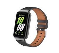 nuosiweilang Pulsera Compatible con Samsung Galaxy Fit3 Correa repuesto de cuero pulsera Watchband Accesorios para Samsung Galaxy Fit 3 SM-R390 Hombres Mujeres Negro