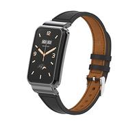 nuosiweilang Pulsera Compatible con Xiaomi Smart Band 7 Pro Correa Repuesto de Cuero Pulsera Watchband Accesorios para Mi Band 7pro Smartwatch Hombres Mujeres Negro