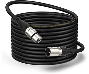 NUOSIYA 20m Cable XLR 1Pack,XLR Macho Hembra 3 Pines de Extensión Micrófono XLR Balanceado para Grabador, Estudio, Micrófono, Mezclador, Altavoces