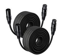 NUOSIYA 20m Cable XLR 2PACK Cable de micrófono XLR macho a hembra Cable XLR balanceado de 3 pines para micrófono, mezclador, altavoz, amplificador