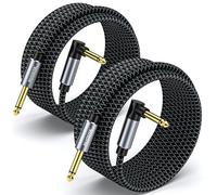 NUOSIYA Guitar Cable 2M 2Pack,6.35 mm (1/4) TS Mono Jack Unbalanced Right Angle Long Instrument Cables, for Electric Guitar, Bass, Keyboard, Electric Mandolin