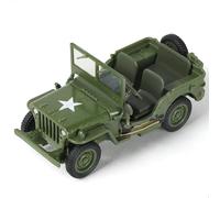 NUOTIE Willys MB Jeep 1/43 Modelo de coche militar, vehículo todoterreno, kit de modelo de metal fundido a presión, multifuncional, coche de juguete militar para adultos, colección o regalo