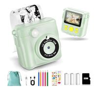 NUOTUN - Cámara Instantánea Digital Print 1080P - Zoom 16x - Pantalla 2.4" - 32GB - 3 Rollos Papel - Bolsa de Almacenamiento - Regalo para Niños 3-12 Años