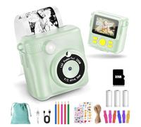 NUOTUN - Cámara Instantánea Digital Print 1080P - Zoom 16x - Pantalla 2.4" - 32GB - 3 Rollos Papel - Bolsa de Almacenamiento - Regalo para Niños 3-12 Años