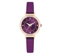 NUOVO Reloj analógico de cuarzo para mujer con correa de piel, elegante, reloj clásico para mujer, morado, Correa