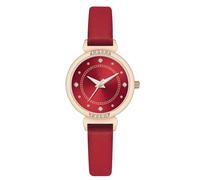 NUOVO Reloj analógico de cuarzo para mujer con correa de piel, elegante, reloj clásico para mujer, rosso