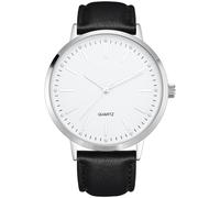 NUOVO Reloj clásico para hombre, correa de cuero, moderno, clásico, de cuarzo, fácil de leer, para negocios, casual, minimalista, para hombre, blanco, Correa