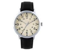 NUOVO Reloj de hombre clásico negro correa de piel simple para hombre analógico de cuarzo reloj de hombre moderno reloj de ocio, beige, Clásico