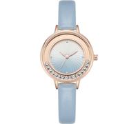 NUOVO Reloj de mujer con bisel de diamantes de imitación para mujer, reloj clásico de cuarzo con diamantes de imitación, reloj elegante para mujer y niña, reloj de fiesta, azul celeste, Correa