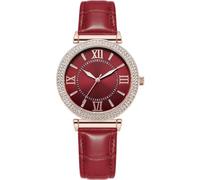 NUOVO Reloj de mujer con bisel de diamantes de imitación para mujer, reloj clásico de cuarzo con diamantes de imitación, reloj elegante para mujer y niña, reloj de fiesta, rosso, Correa