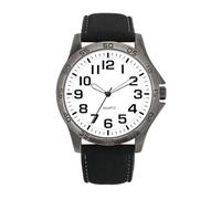 NUOVO Reloj de pulsera para hombre, cuarzo, correa de cuero negro, esfera blanca, caja de metal cepillado,Reloj casual clásico para hombre