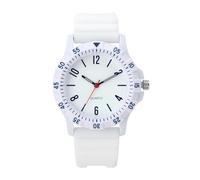 NUOVO Reloj de pulsera para mujer con correa de silicona blanca, analógico, de cuarzo, unisex, fácil de leer, para mujeres, jóvenes y estudiantes