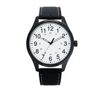 NUOVO Reloj para hombre con esfera grande y números arábigos y correa negra para hombre, Blanco-2, Moderno