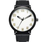 NUOVO Reloj para hombre con esfera grande y números arábigos y correa negra para hombre, Negro-1., Moderno
