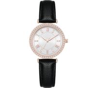 NUOVO Relojes para mujer, reloj de mujer en cuero, reloj de oro rosa para mujer, reloj de pulsera de cuero negro o blanco, elegantes relojes de cuarzo analógicos para mujer, Negro , correa