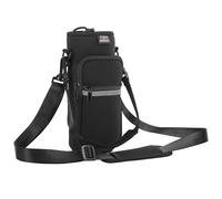 Nuovoware Bolsa Porta Botella Agua, Porta Botella 750ml, Correa de Mano Ajustable para Hombro, 2 Bolsillos, Funda Neopreno, Accesorios Deportivos para Senderismo, Viajes - Negro