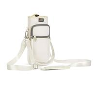 Nuovoware Bolsa Porta Botella de Agua, Porta Botella 25oz, Correa Mano Ajustable para Hombro, 2 Bolsillos, Funda Neopreno, Accesorios Deportivos para Senderismo, Viajes, Blanco Crema