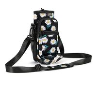 Nuovoware Bolsa Porta Botella de Agua, Porta Botella 750ml, Correa Mano Ajustable para Hombro, 2 Bolsillos, Funda Neopreno, Accesorios Deportivos para Senderismo, Viajes, Margarita Negra