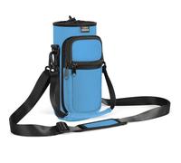 Nuovoware Bolsa Porta Botella de Agua, Porta Botella 750ml, Correa Mano Ajustable para Hombro, 2 Bolsillos, Funda Neopreno, Accesorios Deportivos para Senderismo, Viajes, Cerúleo