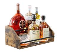 Nuovoware Estante para Botellas de Licor, Estante Botellero 2 Escalones, Botellero 8 Botellas, Mini Bar Retro Licor, Estanteria Vino, Mostrador Bar, Madera