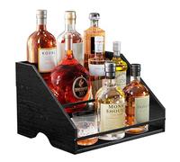 Nuovoware Estante para Botellas de Licor, Estante de Bar para Botellas de Licor, Botellero 3 Escalones, Botellero 12 Botellas, Mini Bar Retro para Licor, Estanteria para Vino, Carbón Negro
