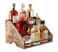 Nuovoware Estante Expositor para Botellas de Licor, Organizador para Siropes de Café, Botellero de 3 Niveles para Encimera, Estante Retro para Armario, Accesorios Esenciales para Bar, Madera