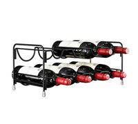 Nuovoware Estante Vino Doble Onda, Soporte Vino Independiente 8 Botellas 2 Niveles, Estantes Vino de Acero al Carbono para Encimera Cocina Bar Despensa Bodega Comedor Sótano Encimera, Negro