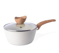 nuovva Cacerola antiadherente con tapa - Cacerola pequeña de inducción - Sartén de granito crema - Olla pequeña para cocinas eléctricas, de gas e inducción - Sartén de sopa - 18 cm, 00907