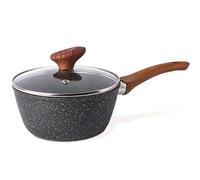 nuovva Cacerola antiadherente con tapa, cacerola pequeña de inducción, sartén de mármol, olla pequeña para cocinas eléctricas, de gas e inducción, sartén de sopa, 18 cm