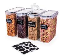 nuovva Juego de recipientes de almacenamiento de cereales - Contenedor hermético de almacenamiento de alimentos - Dispensador de grado alimenticio y libre de BPA con tapa abatible - Organizador de