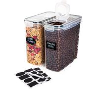 nuovva Juego de recipientes de almacenamiento de cereales de 4 litros, 2 recipientes herméticos para almacenamiento de alimentos, dispensador de grado alimenticio y sin BPA con tapa abatible,