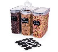 nuovva Juego de recipientes de almacenamiento de cereales - Recipiente hermético de almacenamiento de alimentos - Dispensador de alimentos y sin BPA con tapa abatible - Organizador de despensa de