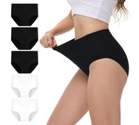 NUOZA Bragas Mujer Algodon Talle Alto Ropa Interior Mujer Pack de 5 Braguitas Menstruales Culotte Postparto Negro Blanco L
