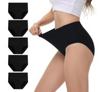 NUOZA Bragas Mujer Alta Reductora Bragas Postparto Algodon Culotte Mujer Ropa Interior Culotte Underwear Pack de 5 Cómodas y Suaves Negro M