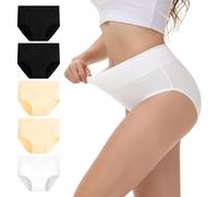 NUOZA Bragas Postparto Algodon Bragas Mujer Alta Reductora Culotte Mujer Ropa Interior Culotte Underwear Pack de 5 Cómodas y Suaves Negro Blanco Beige 3XL