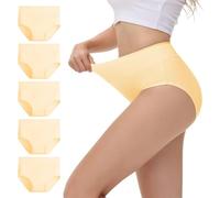 NUOZA Bragas Postparto Bragas Mujer Alta Reductora Algodon Culotte Mujer Ropa Interior Culotte Underwear Pack de 5 Cómodas y Suaves Beige 3XL