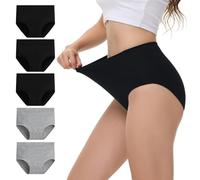 NUOZA Bragas Postparto Bragas Mujer Alta Reductora Algodon Culotte Mujer Ropa Interior Culotte Underwear Pack de 5 Cómodas y Suaves Negro Gris 3XL