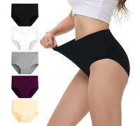 NUOZA Bragas Postparto Bragas Mujer Alta Reductora Algodon Culotte Mujer Ropa Interior Culotte Underwear Pack de 5 Cómodas y Suaves Negro Blanco Gris Beige Púrpura 3XL