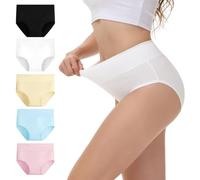 NUOZA Bragas Postparto Bragas Mujer Alta Reductora Algodon Culotte Mujer Ropa Interior Culotte Underwear Pack de 5 Cómodas y Suaves Negro Blanco Beige Azul Rosa 3XL