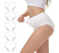 NUOZA Braguitas Mujer Alta Reductora Bragas Postparto Algodon Culotte Mujer Ropa Interior Culotte Underwear Pack de 5 Cómodas y Suaves Blanco XL