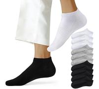 NUOZA Calcetines Cortos Hombre Mujer Tobilleros Algodón Calcetines Running Hombre Calcetin Transpirables Unisex 10 Pares, 201-Negro Blanco Gris 35-38