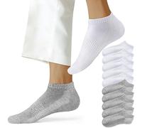 NUOZA Calcetines Cortos Hombre Mujer Tobilleros Algodón Calcetines Running Hombre Calcetin Transpirables Unisex 10 Pares, 201-Blanco Gris 35-38