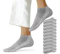 NUOZA Calcetines Cortos Hombre Mujer Tobilleros Algodón Calcetines Running Hombre Calcetin Transpirables Unisex 10 Pares, 201-Gris 47-50