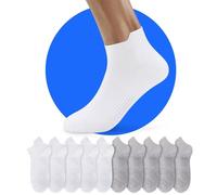 NUOZA Calcetines Cortos Mujer Deporte Invisibles Running Hombre Trekking Tobilleros Gris Blancos Sock Algodon Finos Verano Blanco 39-42 10 Pares Calcetín