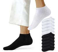 NUOZA Calcetines Deporte Hombre Cortos Calcetines Tobilleros Mujer Algodón Calcetin Transpirables con Malla Running Unisex, 201-Negro Blanco 39-42