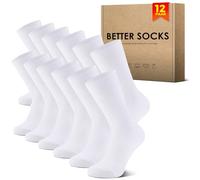 NUOZA Calcetines Hombre 12 pares Calcetines Deportivos Algodón Negocios Calcetines Largos Transpirables Calcetines Blanco*12, 43-46