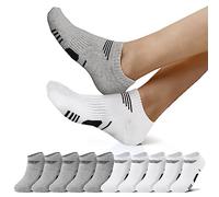 NUOZA Calcetines Invisibles Hombre Verano - Respirable Algodón Cortos para Ciclismo - Blanco Gris